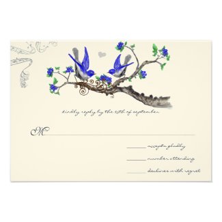Vintage Royal Blue and Grey Wedding Invitations