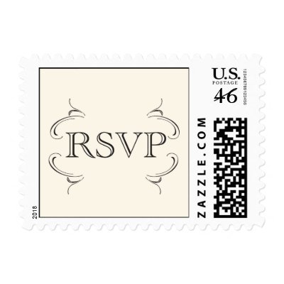 Vintage RSVP stamp in cream and black