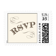 Vintage RSVP stamp with swirls