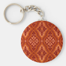 Vintage Ruby Red Damask Designer Key Chains