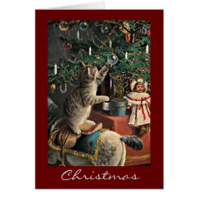 Vintage Russian Cat Christmas Card