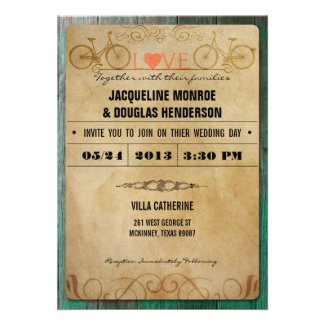 Vintage Rustic Bicycle Wedding Invitations