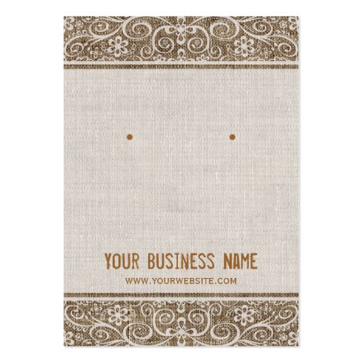 Vintage Rustic Burlap Lace Earring Cards Business Card Templates (front side)