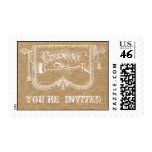 Vintage Rustic Burlap Wedding Invitation Postage Stamps