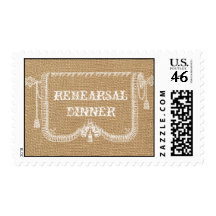 Vintage Rustic Burlap Wedding Rehearsal Dinner Stamps
