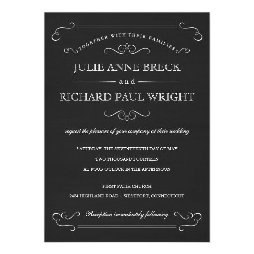 Vintage Rustic Chalkboard Wedding Invitations