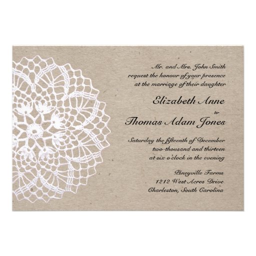 Vintage Rustic Doily Wedding Invitation