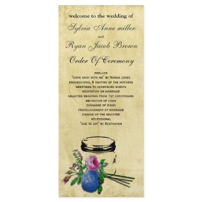 vintage rustic mason jar  Wedding program Custom Rack Cards