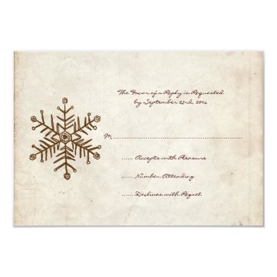 Vintage Rustic Snowflake Wedding RSVP card Personalized Invitations