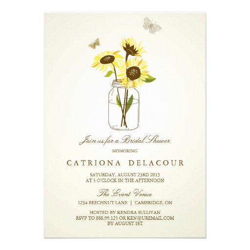 Vintage Rustic Sunflowers Bridal Shower Invitation