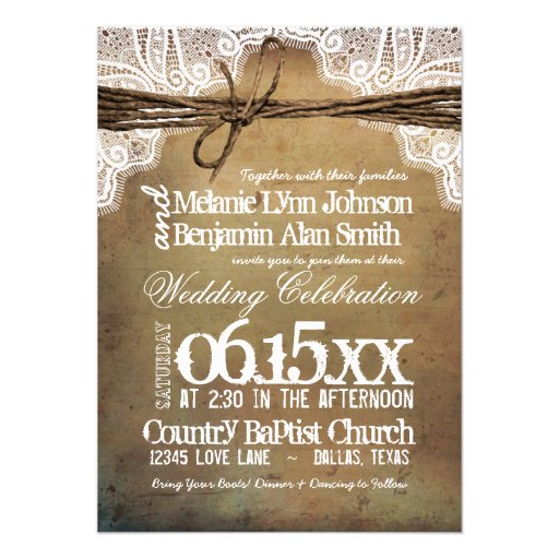 Vintage Rustic Typography Wedding Invitations