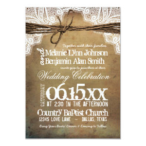 Vintage Rustic Typography Wedding Invitations Custom Announcement