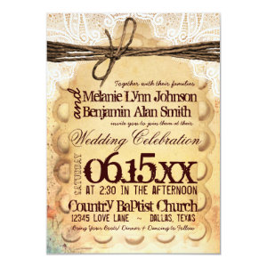 Vintage Rustic Typography Wedding Invitations Personalized Announcement
