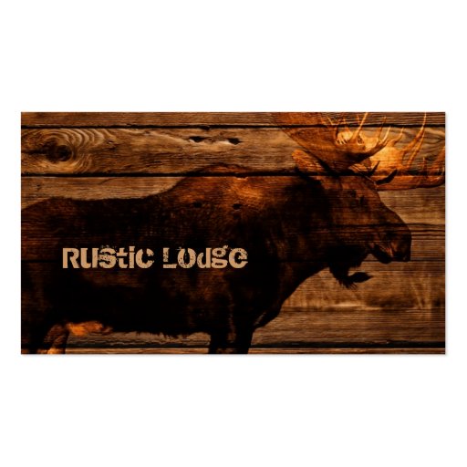 vintage rustic WESTERN country woodgrain MOOSE Business Card Templates (front side)