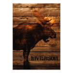 vintage rustic WESTERN country woodgrain MOOSE Invites