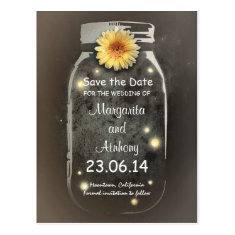 Vintage Rustic Whimsical Mason Jar Save the Date Post Cards