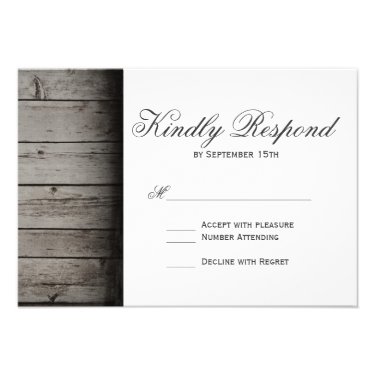 Vintage Rustic Wood Country Wedding RSVP Cards