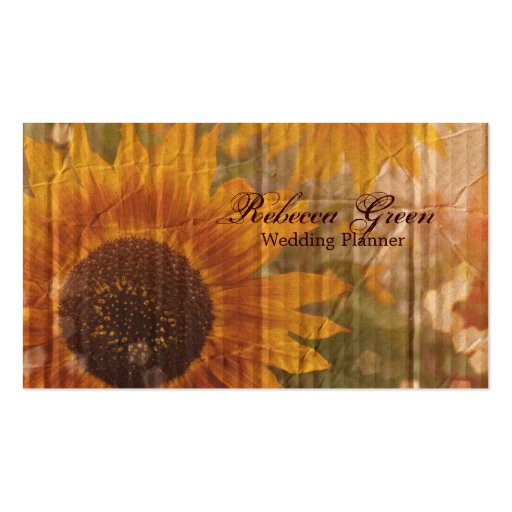 vintage rustic yellow sunflowers country floral business card (front side)
