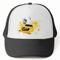 vintage saab rally HAT - yellow orange