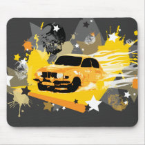 vintage saab rally mousepad - yellow orange by griffingear vintage saab rally mousepad - yellow orange