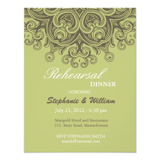 Vintage Sage Green Rehearsal Dinner Card Custom Invitation