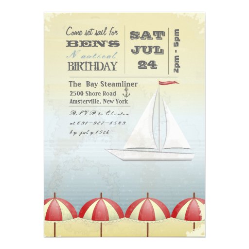 Vintage Sail Boat Invitation