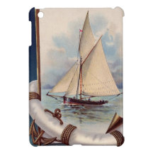 Vintage sail boat with life saver, rope and anchor iPad mini cover
