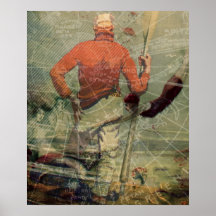 Vintage Sailor Diving Woman Mermaids Collage Print