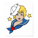 Vintage Sailor Girl with Stars Tattoo Art posters