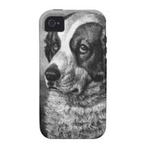 VINTAGE SAINT BERNARD DOG PAINTING Case-Mate iPhone 4 CASE