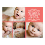 VINTAGE Salmon 4 Photo Baby Thank You Post Card postcards