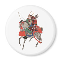 Vintage Samurai on Horseback, c. 1878 Fridge Magnet