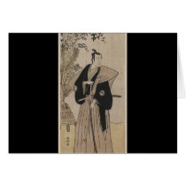 Vintage Samurai with Bamboo circa 1700s Greeting Cards