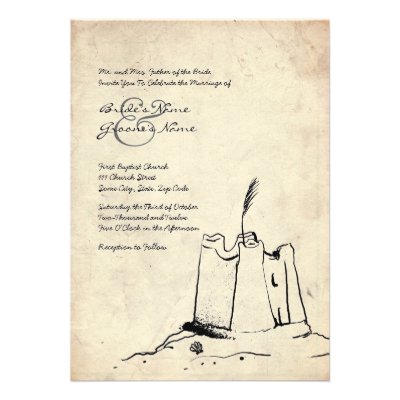 Vintage Sand Castle Wedding Invitation
