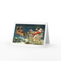 Vintage Santa and Sleigh Greeting Card