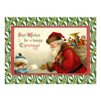 Vintage Santa and the Letter Custom Invitations