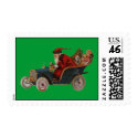 Vintage Santa Car Sleigh Postage Stamp
