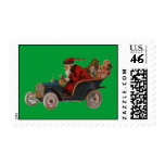 Vintage Santa Car Sleigh Postage Stamp