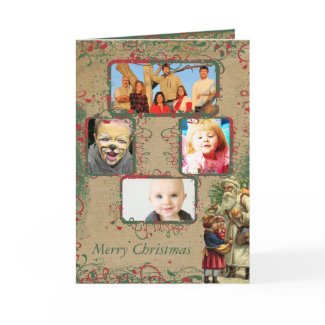 Vintage Santa Christmas 4 Photos Card card