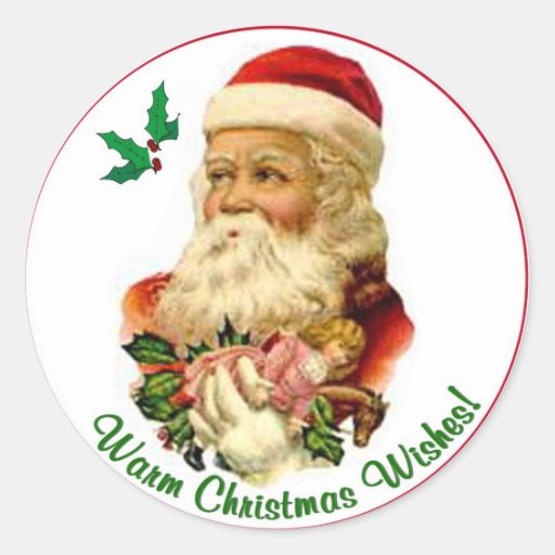 Vintage Santa Christmas Round Seals 6 Classic Round Sticker | Zazzle