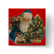 Vintage Santa & Christmas Tree Pin buttons by JuJuGarden Vintage Santa & Christmas Tree Pin buttons