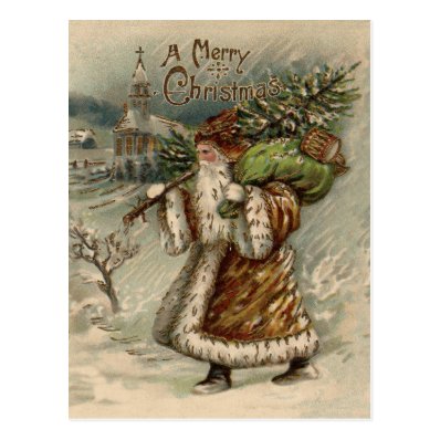 Vintage Santa Claus and Christmas Tree Post Cards