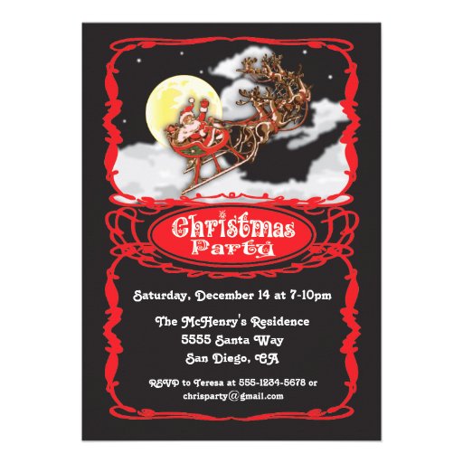 Vintage Santa Claus Christmas Party Invitaions Personalized Invitations