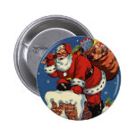 Vintage Santa Claus Delivering Toys, Christmas Eve Buttons