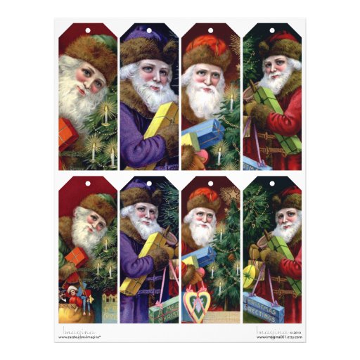Vintage Santa Claus DIY Christmas Gift Tags Custom Letterhead