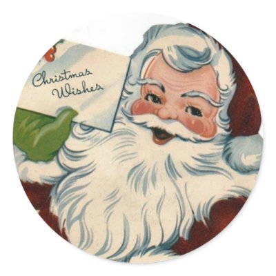 Vintage Santa Claus Face Gifts Round Sticker by gailg1957