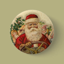 Vintage Santa Claus In Car: Buttons buttons