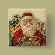 Vintage Santa Claus In Car: Buttons buttons