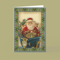 Vintage Santa Claus In Car: Greeting Cards cards