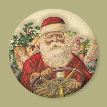 Vintage Santa Claus In Car: Magnets magnets
